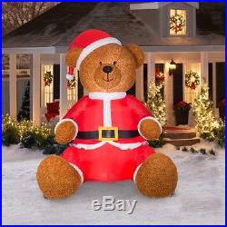 Airblown Christmas Inflatables Teddy Bear with Santa Outfit Xmas Holiday Gift