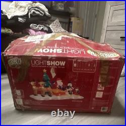 Airblown Inflatable 13 ft LightShow Santa Sleigh Reindeer Yard Decor 7.5 ft