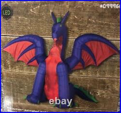 Airblown Inflatable Halloween Fire Ice Animated Purple Dragon Gemmy NEW 11 Ft