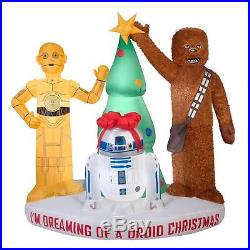 Airblown Inflatable Star Wars Droids and Chewbacca withTree Christmas Decoration