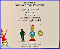 Airblown Inflatables Christmas Fuzzy Plush Grinch in Blue Sweater 10 ft tall