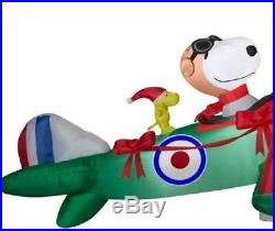 Airblown Peanuts 12' Snoopy Flying Ace Woodstock Christmas Inflatable Outdoor De