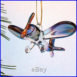 Airplane Christmas Ornament Hand Blown Glass Collectible Figurine