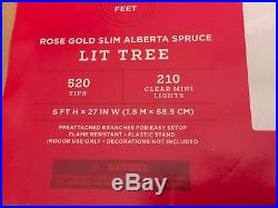 Alberta Spruce Rose Gold Slim 6ft Prelit Artificial Christmas Holiday Tree