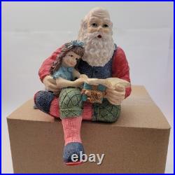 Alberte Price Santa Figurine Unisex Shelf Sitter Reading to Girl Vintage Resin