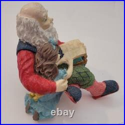 Alberte Price Santa Figurine Unisex Shelf Sitter Reading to Girl Vintage Resin Alberte Price Santa Figurine Unisex Shelf Sitter Reading to Girl Vintage Resin