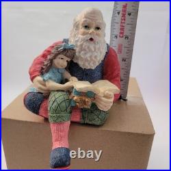 Alberte Price Santa Figurine Unisex Shelf Sitter Reading to Girl Vintage Resin Alberte Price Santa Figurine Unisex Shelf Sitter Reading to Girl Vintage Resin