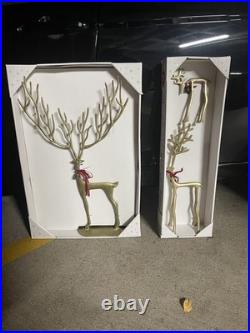 Aldi Merry Moments Sculpted Reindeer Gold Set of 3 FREE SHIPPING