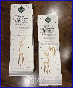 Aldi Merry Moments Sculpted SILVER GOLD Reindeer Pottery Barn Dupe Set 5