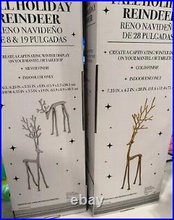Aldi Merry Moments Sculpted SILVER GOLD Reindeer Pottery Barn Dupe Set 5