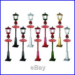All Red Christmas Street Lamp with Santa Claus Snwoing Christmas Decoration