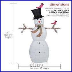 Alpine Corporation Mesh Snowman Decoration with Bird Accents and LED Lights Wh
