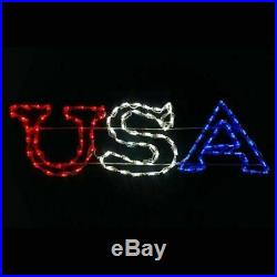 America USA Holiday Phrase Sign Outdoor LED Lighted Decoration Steel Wireframe