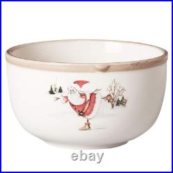 American Atelier Round Christmas Twig Cream Ceramic Dinnerware Set, 20-Piece