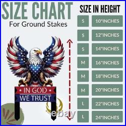 American Eagle Metal Yard Art, Patriotic Bald Eagle Garden Stake, USA Flag