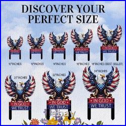 American Eagle Metal Yard Art, Patriotic Bald Eagle Garden Stake, USA Flag