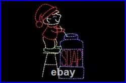 Animated Bubble Blowing Elf LED light metal wire frame Christmas display
