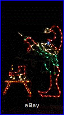 Animated Christmas Elf w Drill Outdoor LED Lighted Decoration Steel Wireframe