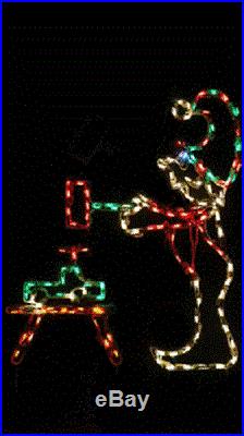 Animated Christmas Elf w Hammer Outdoor LED Lighted Decoration Steel Wireframe