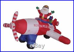 Animated Christmas Inflatable Santa Claus Airplane LED Lights Outdoor Decoration