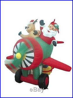 Animated Christmas Inflatable Santa Claus Moose Airplane Plane Yard Decoration