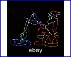 Animated Christmas Outdoor Decoration LED Wireframe Santa Fishing 84
