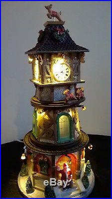 Animated Christmas Santa LED Village Scene Clock Musical Train Xmas Decoration