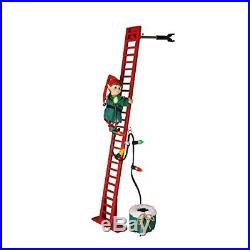 Animated Elf Trimming Christmas Tree on Ladder Decorating Holiday Home Decor NEW