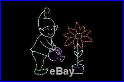 Animated Gardening Elf LED metal wire frame outdoor display