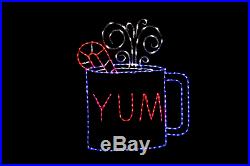 Animated Hot Cuppa Yum LED Christmas light display metal wireframe outdoor