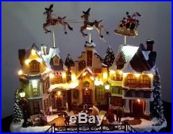 Animated LED Christmas Village Scene Musical Ornament Santa Sleigh Decoration