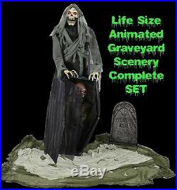 Animated Life Size GRAVEYARD REAPER COFFIN Talking Haunted House Horror-PROP SET