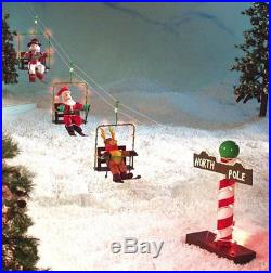 Animated Lighted Outdoor Christmas Ski Lift Santa Reindeer Snowman NIB RARE