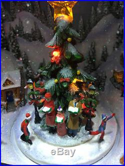 Animated Retro TV Christmas Diorama Skaters Music Lights 10x8x6