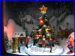 Animated Retro TV Christmas Diorama Skaters Music Lights 10x8x6