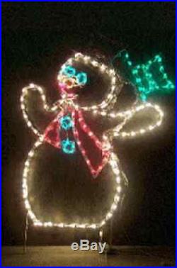 Animated SM Winter Snowman Hat Christmas LED Lighted Decoration Steel Wireframe