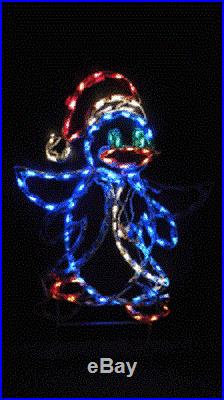 Animated Santa Penguin Outdoor Holiday LED Lighted Decoration Steel Wireframe