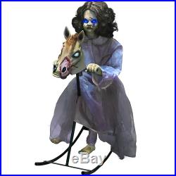 Animated Scary Rocking Horse Girl Halloween Decorations 32.25 x 24 x 18.5