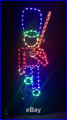Animated Sm Toy Soldier w Rifle Outdoor LED Lighted Decoration Steel Wireframe