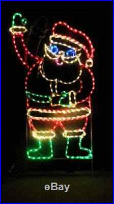 Animated Waving Santa Claus Outdoor LED Lighted Decoration Steel Wireframe