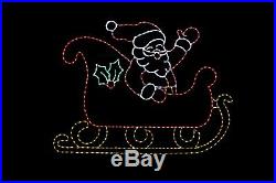 Animated Waving Santa in Sleigh LED light Wire Frame yard display decoration