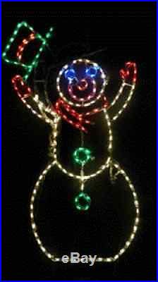 Animated Winter Snowman Hat Christmas LED Lighted Decoration Steel Wireframe