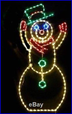 Animated Winter Snowman Hat Christmas LED Lighted Decoration Steel Wireframe