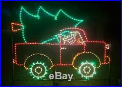 Animated XMas Tree Truck w Elf Outdoor LED Lighted Decoration Steel Wireframe