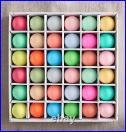 Anthropologie 2 Matte Glass Bauble Ornaments SET 36 Rainbow Bright Colors NEW