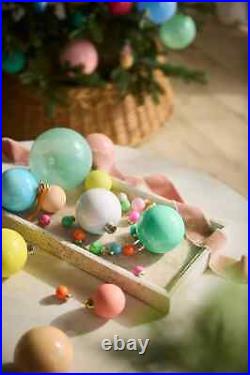 Anthropologie 2 Matte Glass Bauble Ornaments SET 36 Rainbow Bright Colors NEW