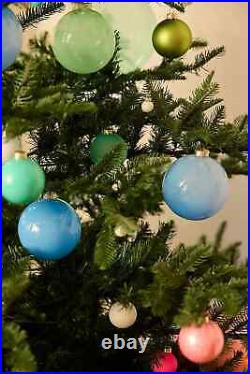 Anthropologie 2 Matte Glass Bauble Ornaments SET 36 Rainbow Bright Colors NEW