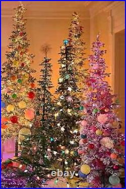 Anthropologie 2 Matte Glass Bauble Ornaments SET 36 Rainbow Bright Colors NEW
