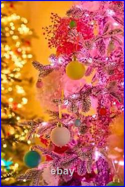 Anthropologie 2 Matte Glass Bauble Ornaments SET 36 Rainbow Bright Colors NEW