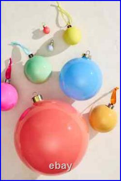 Anthropologie 2 Matte Glass Bauble Ornaments SET 36 Rainbow Bright Colors NEW